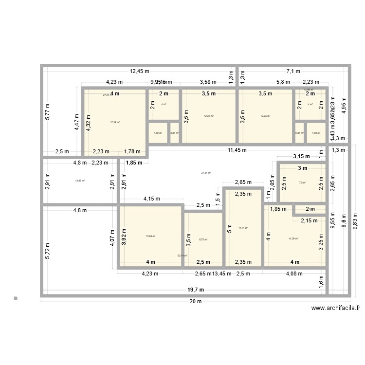 NEW. Plan de 20 pièces et 269 m2