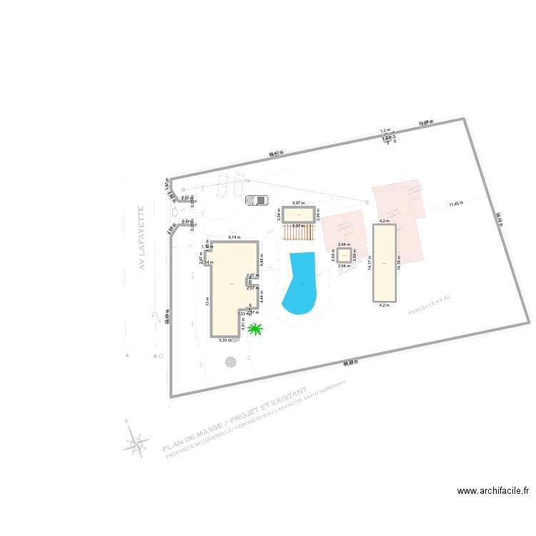 Projet Serignan. Plan de 5 pièces et 199 m2