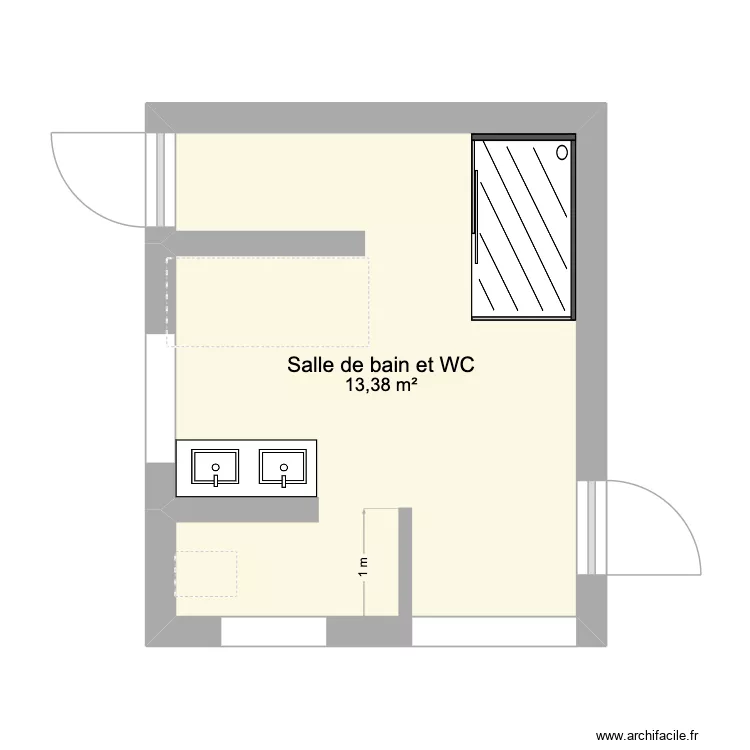 sdb principale jjaures. Plan de 1 et 13 m² sdb principale jjaures. Plan de 1 et 13 m²