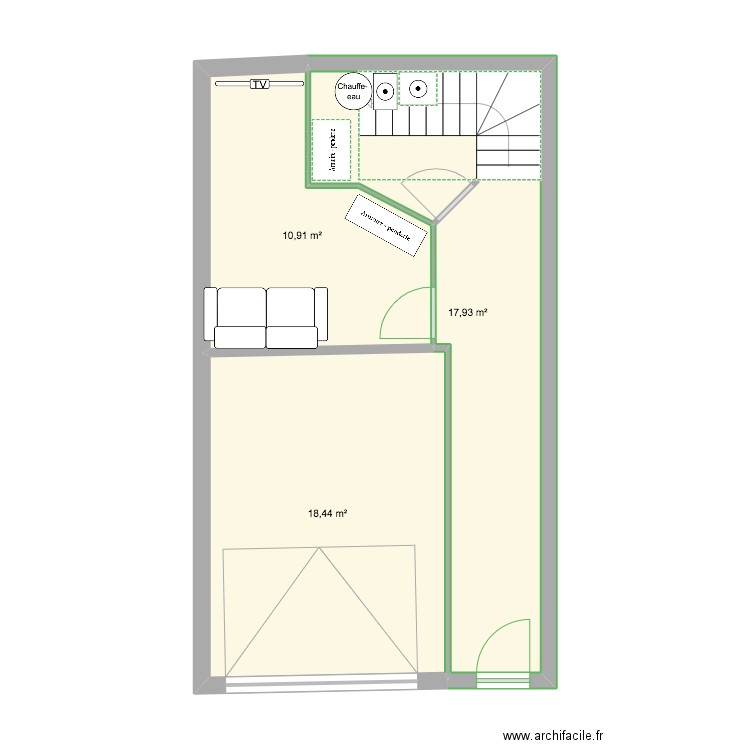 wittersdorf. Plan de 3 pièces et 47 m2