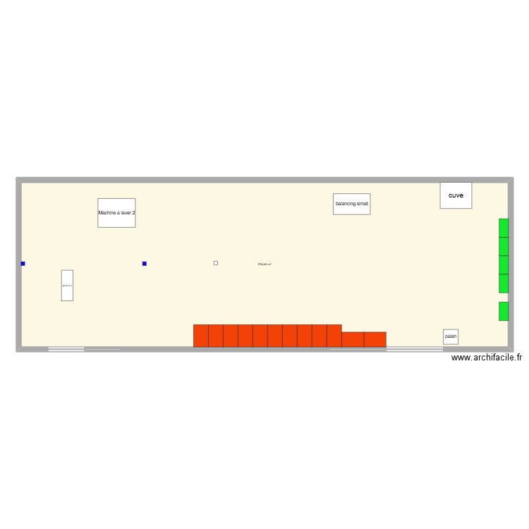 zone turbo. Plan de 1 pièce et 234 m2