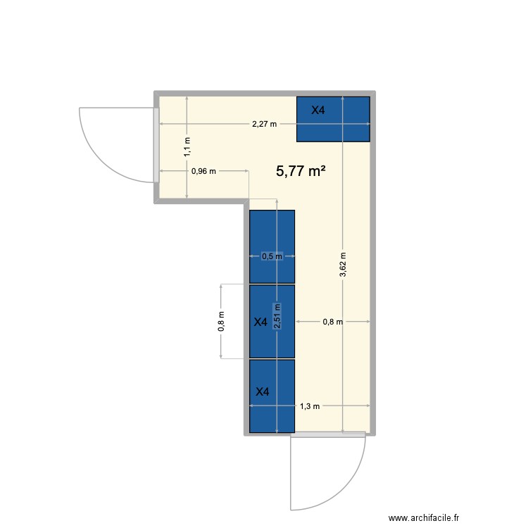 Vestiaire Femme. Plan de 1 pièce et 6 m2