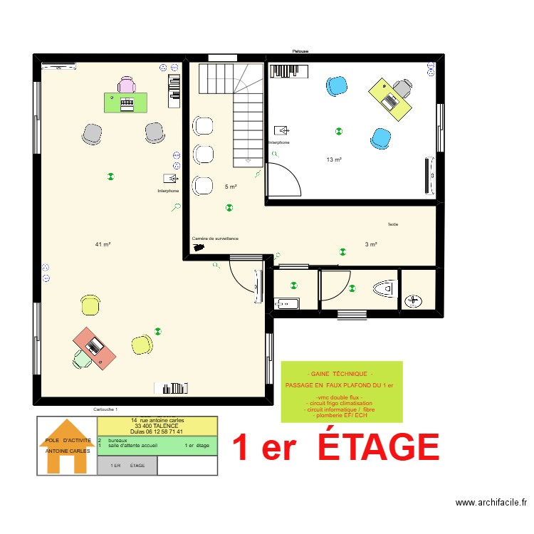 lolomodul - lolomodul -  1 er étage pole santé. Plan de 6 pièces et 84 m2