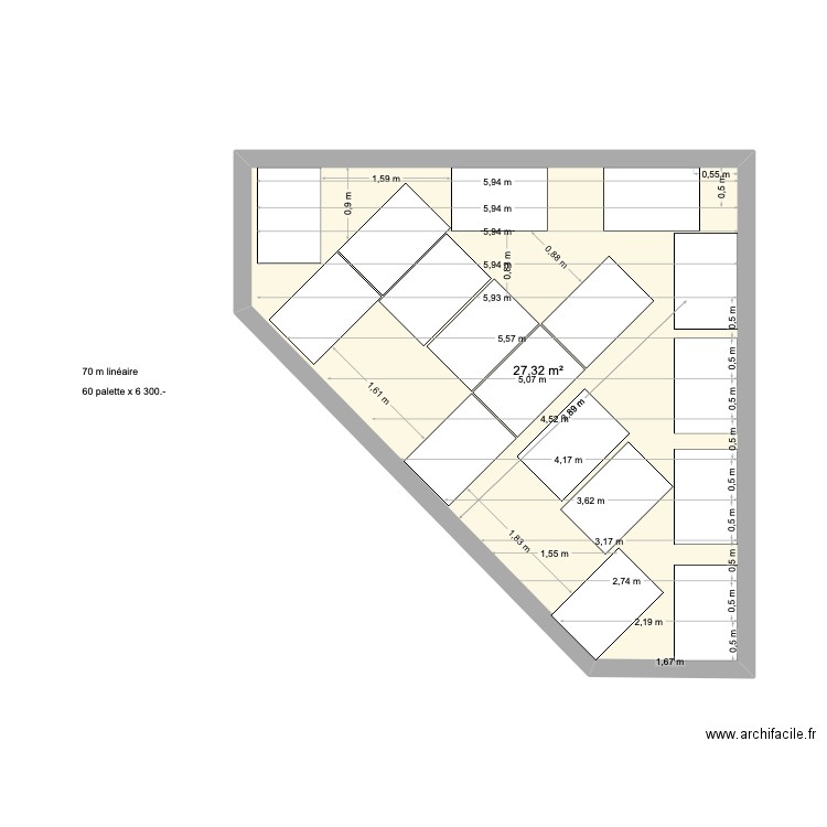 Plan scéne 1. Plan de 1 pièce et 27 m2
