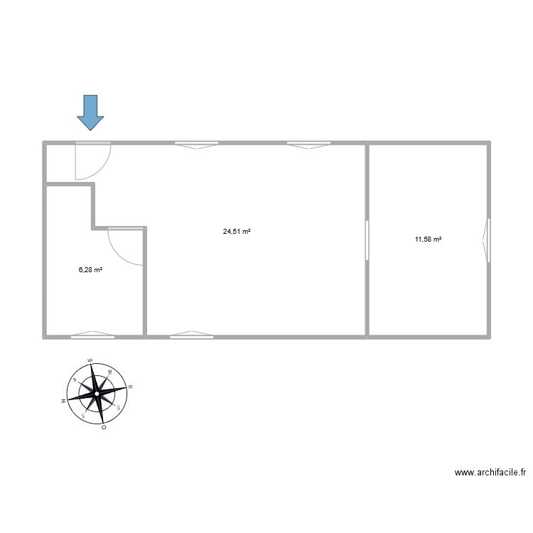 Plan maison Chiarizia. Plan de 3 pièces et 42 m2