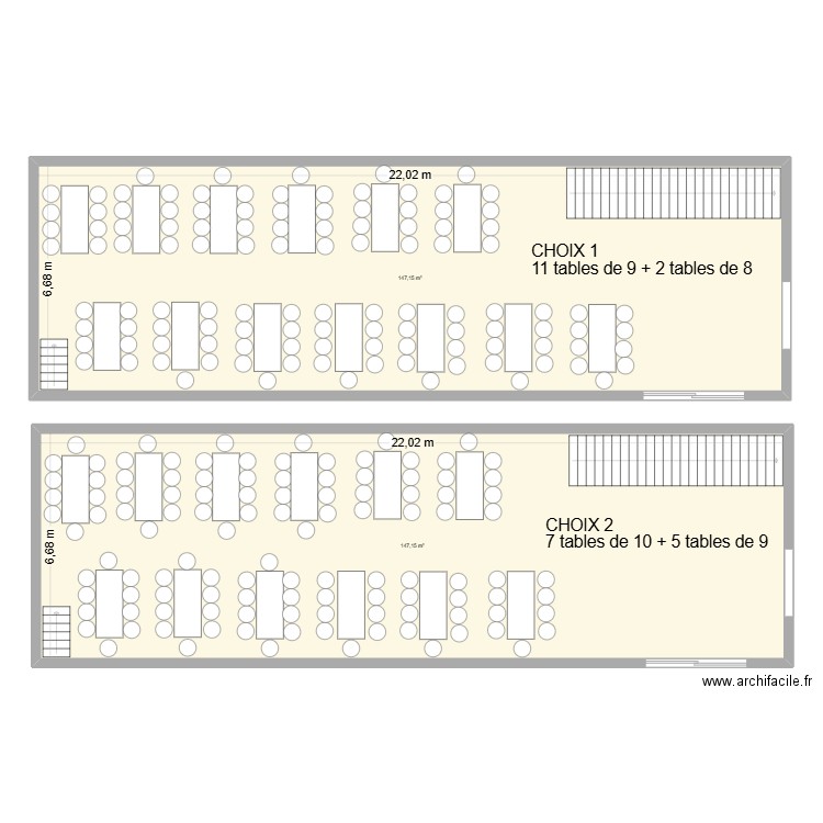 plan diner MCA. Plan de 2 pièces et 294 m2