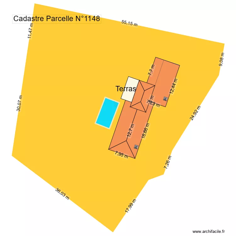 plan de toiture 2- COPIE. Plan de 1  et 215 m²