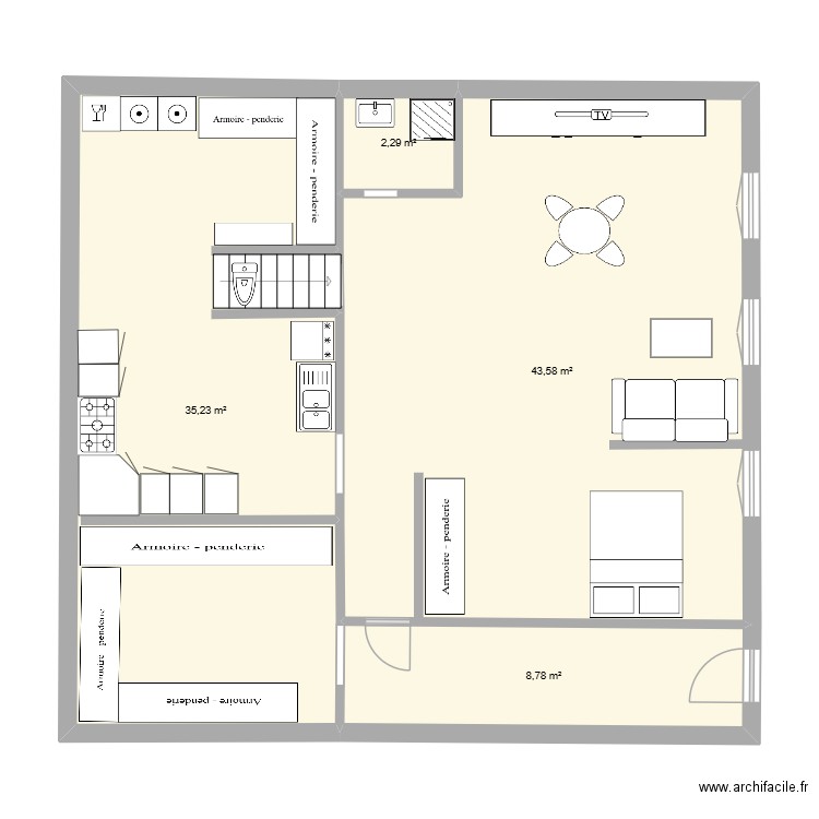 projet sous sol Vierzon. Plan de 4 pièces et 90 m2
