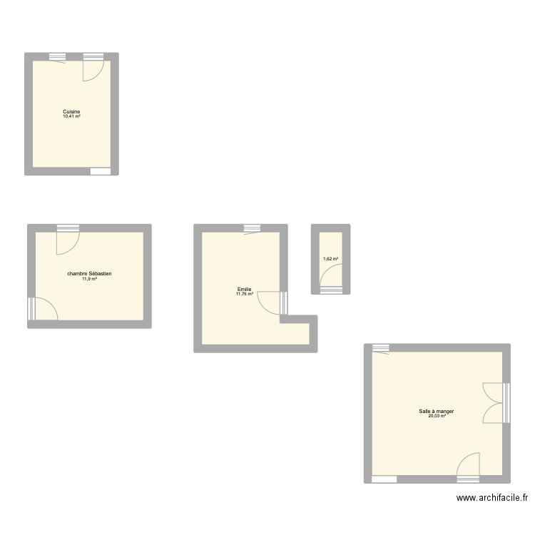 maison. Plan de 5 pièces et 56 m2