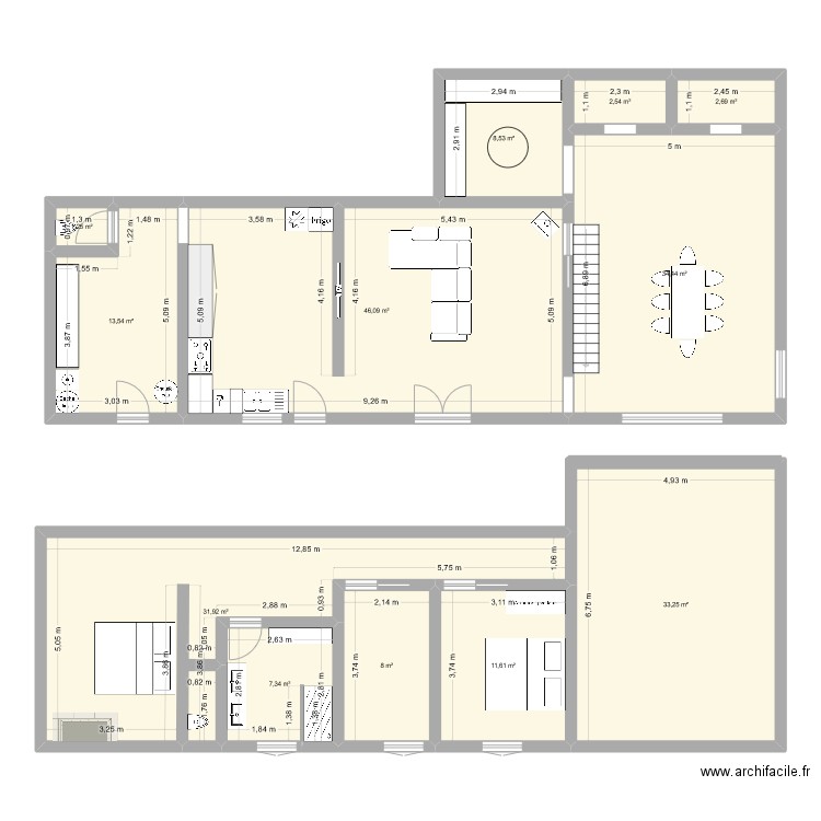 Maison Loubers. Plan de 12 pièces et 201 m2