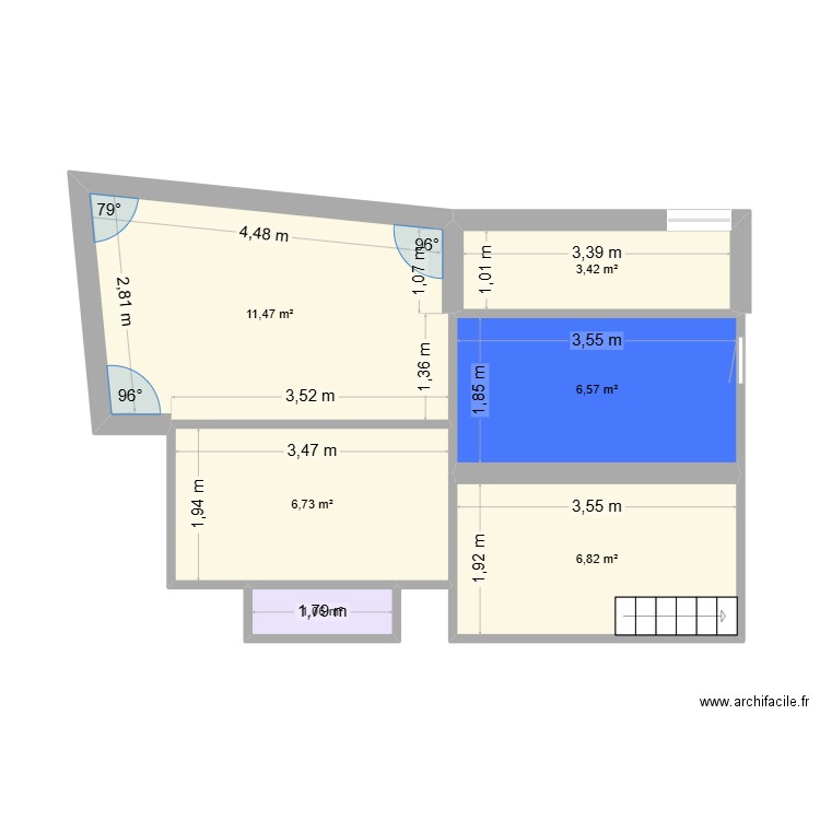 Essai. Plan de 6 pièces et 36 m2