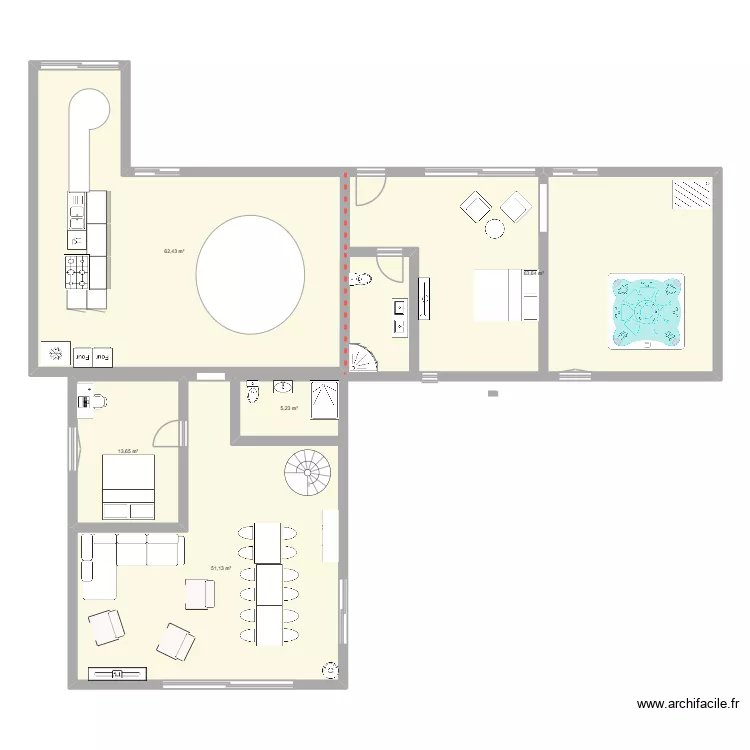 glos V2. Plan de 13  et 301 m²