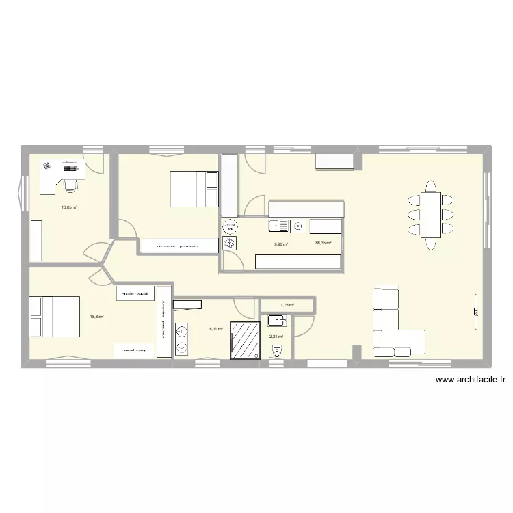 Courtilets V2. Plan de 7  et 140 m²