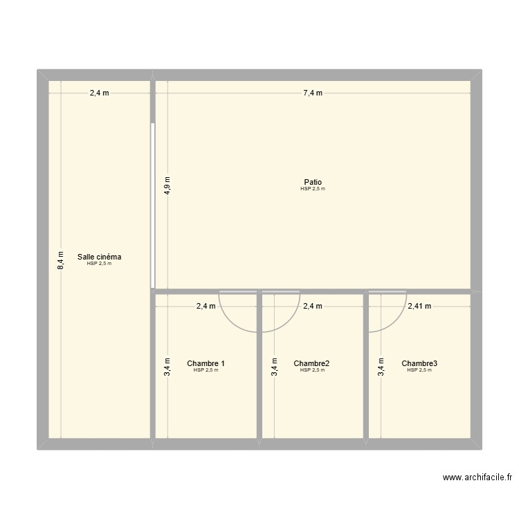 mti. Plan de 5 pièces et 81 m2