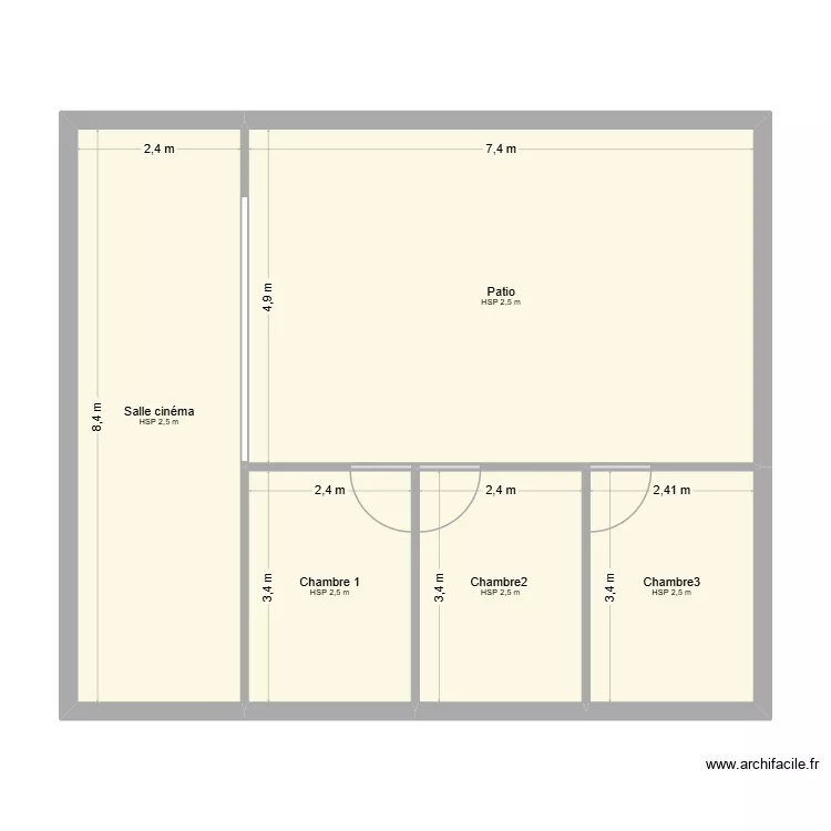 mti. Plan de 5 pièces et 81 m²