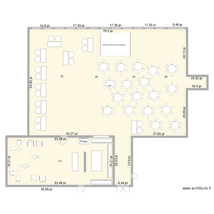 Salle Camp de formation KIOSQUE ET PARTY. Plan de 2 pièces et 545 m2