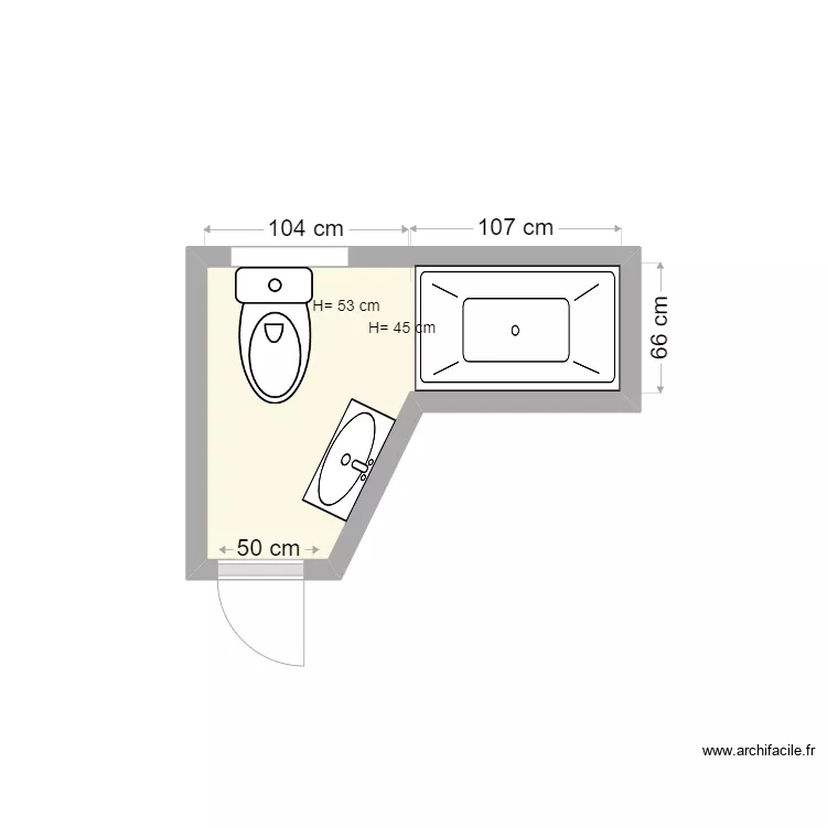 PALISSE JUTEAU avant travaux. Plan de 1  et 2 m²