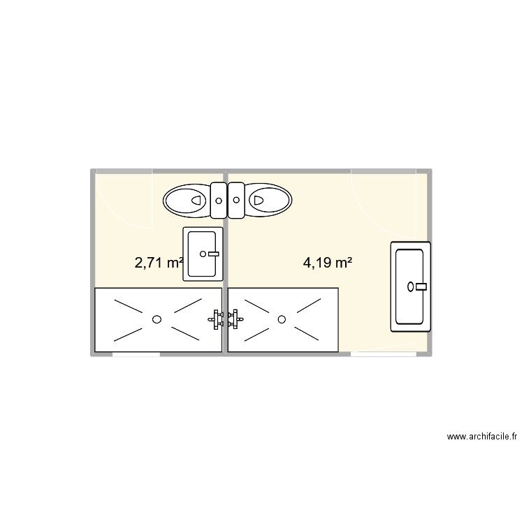 baños SrAntonio. Plan de 2 pièces et 7 m2