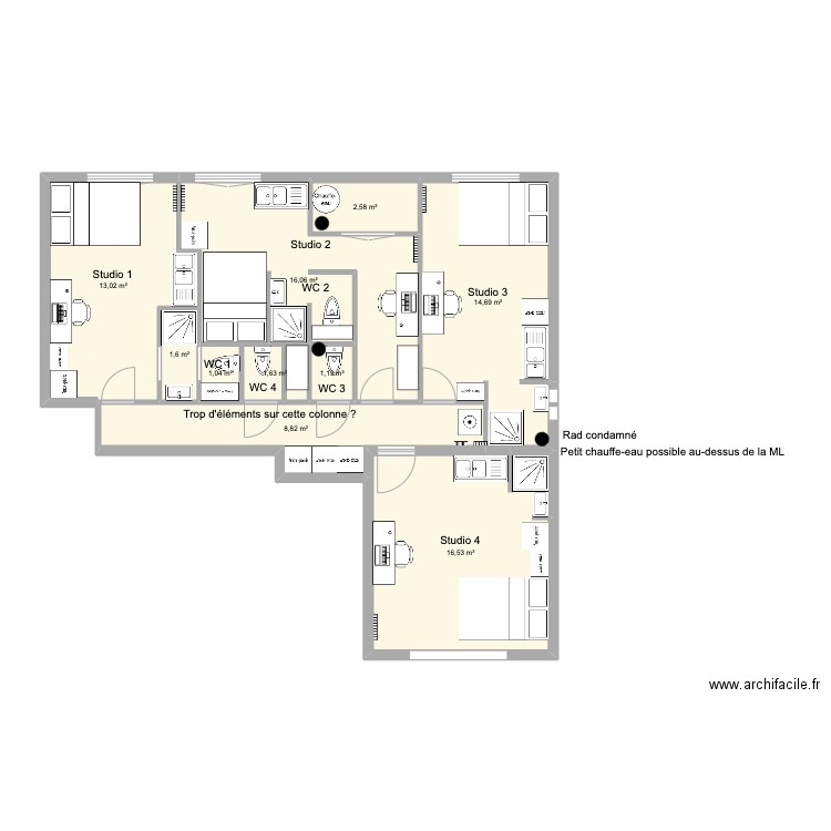 AL RICHELIEU 2WC VF2. Plan de 10 pièces et 77 m2