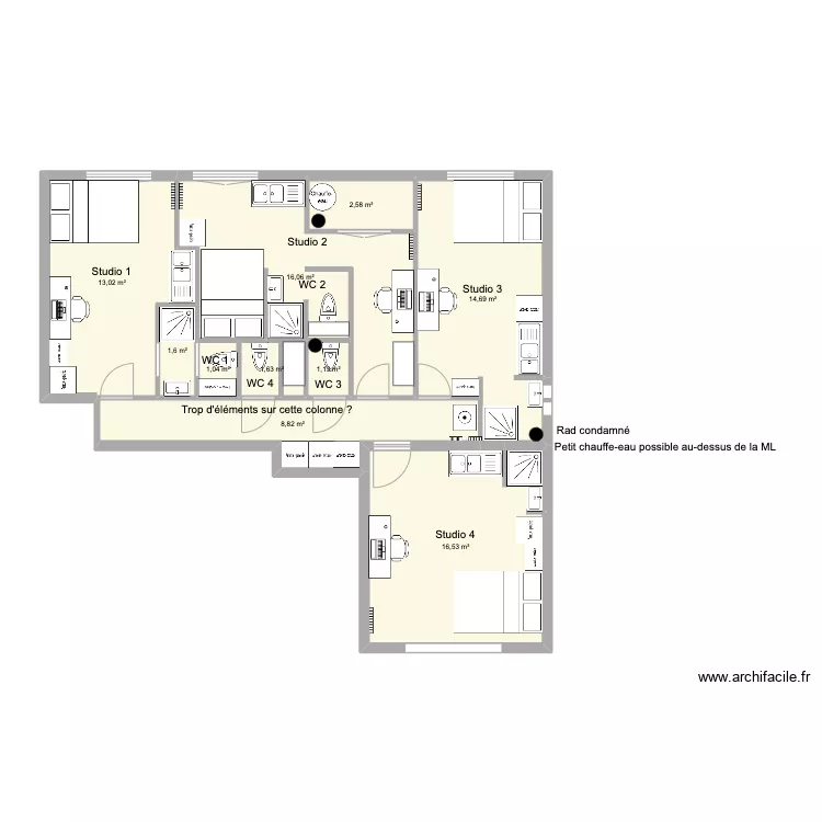 AL RICHELIEU 2WC VF2. Plan de 