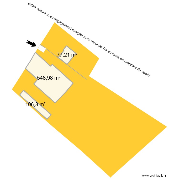 cadastre  avec entée. Plan de 3 pièces et 732 m2