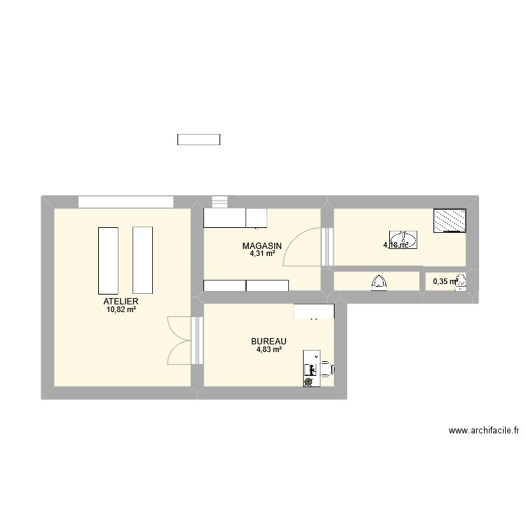 bts 1. Plan de 5 pièces et 24 m2