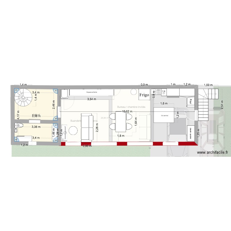 Agrandissement 2 - idée cuisine. Plan de 6 pièces et 81 m2