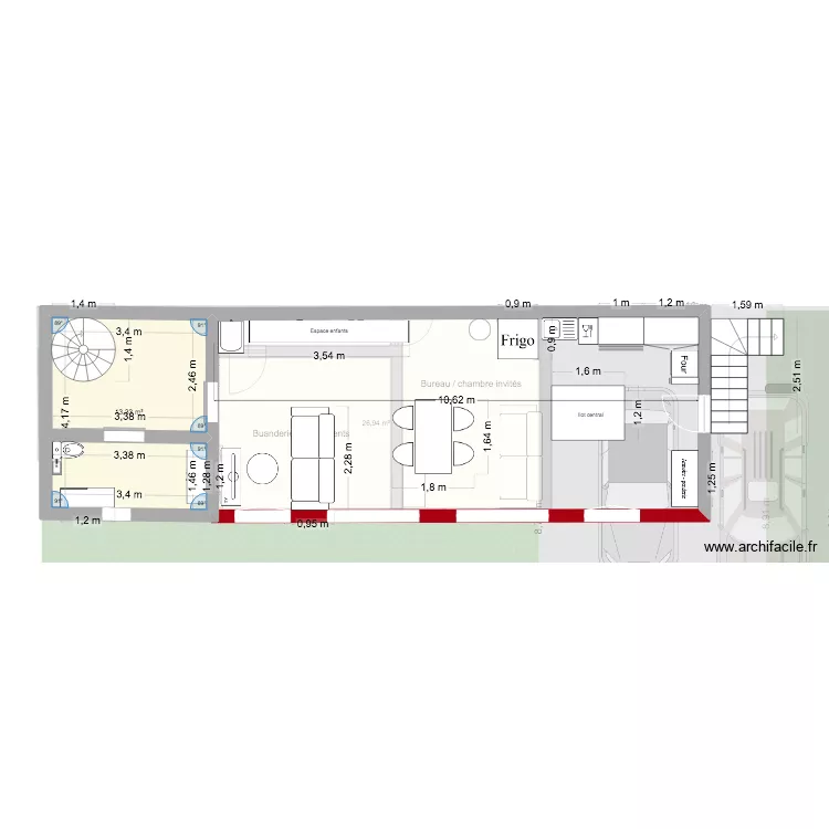 Agrandissement 2 - id&eacute;e cuisine. Plan de 