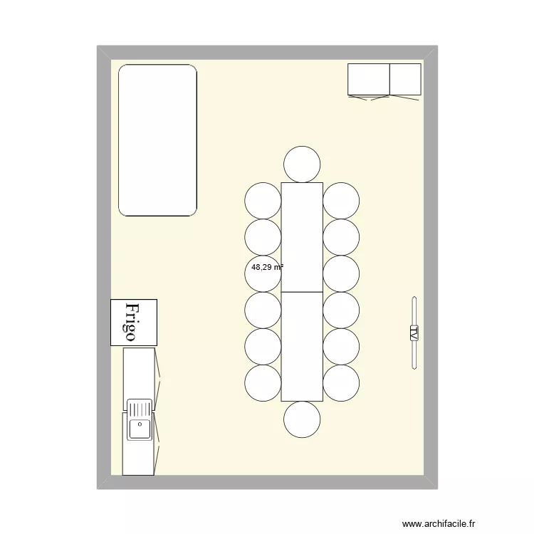 salle r&eacute;union + repos. Plan de 1 pièce et 48 m²