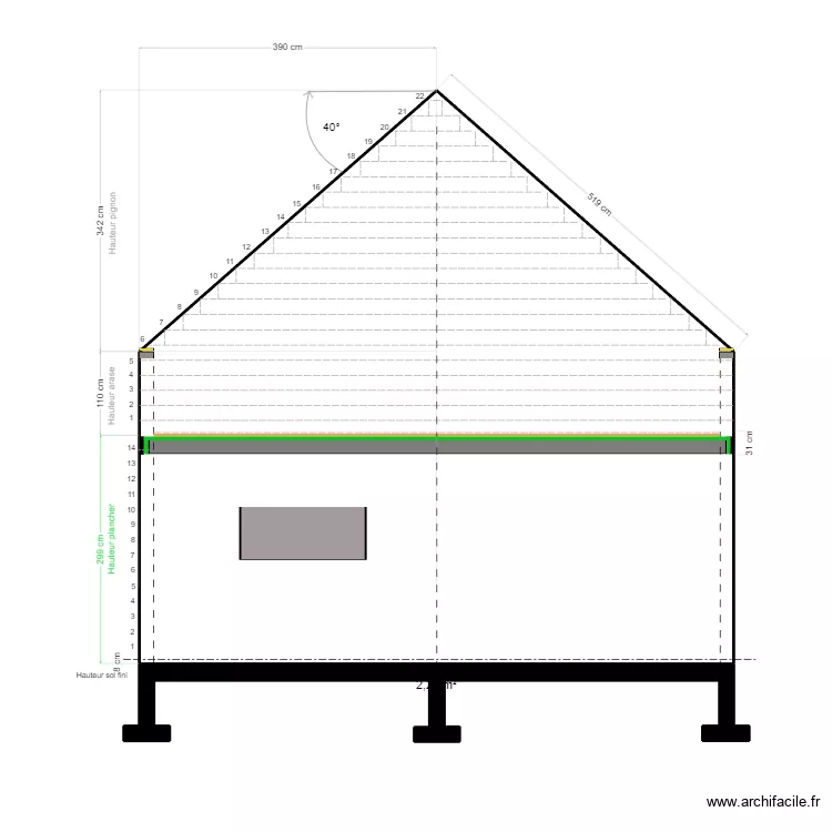 MAISON FACADE NORD ETAGE. Plan de MAISON FACADE NORD ETAGE. Plan de