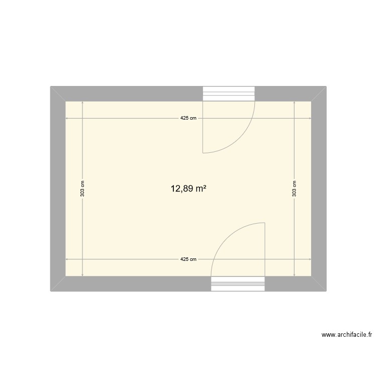 cuisine appt mise en situation. Plan de 1 pièce et 13 m2