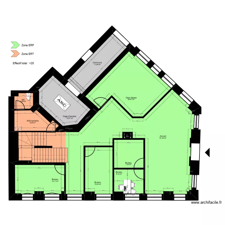Marseille R&eacute;publique RDC - ERP. Plan de 13  et 170 m²
