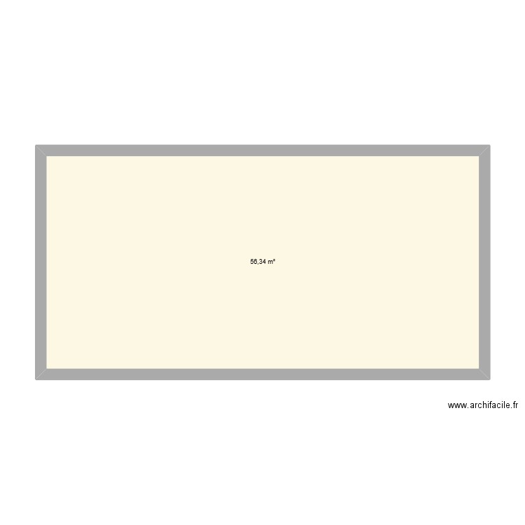 rez de chaussée. Plan de 1 pièce et 56 m2