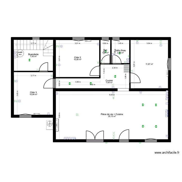 Maison m&eacute;m&eacute; loc - Electricit&eacute;. Plan de 8  et 88 m²