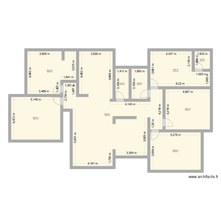 h ka. Plan de 9 pièces et 192 m2