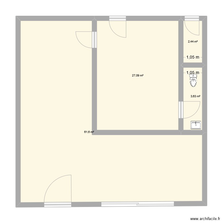 local. Plan de 4 pièces et 95 m2