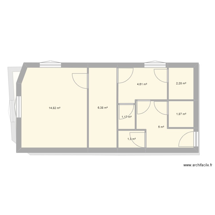 Etage. Plan de 3 pièces et 80 m2