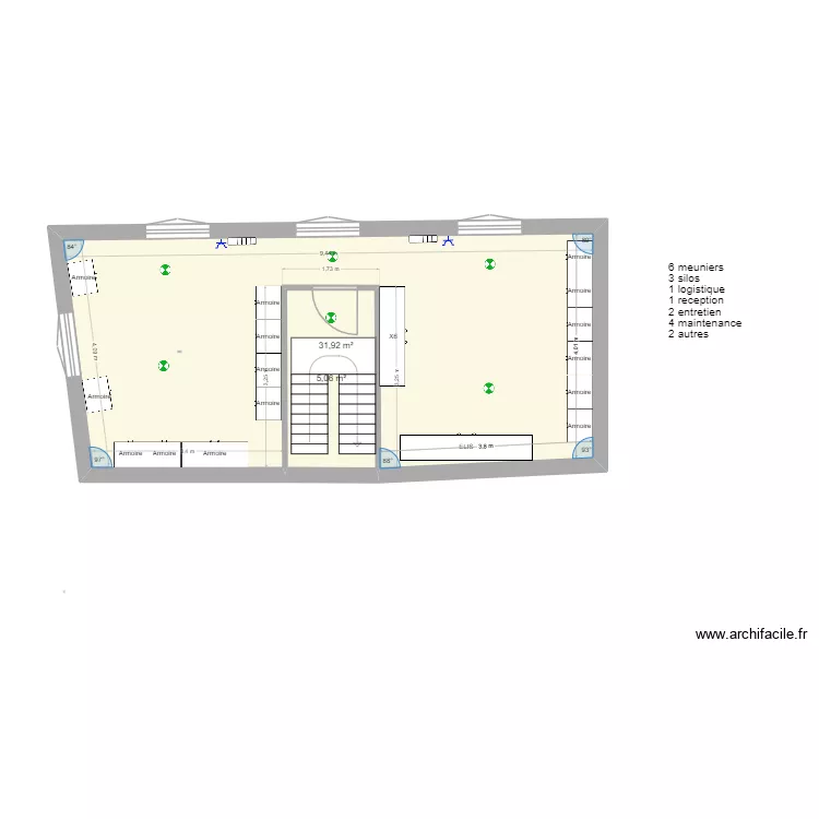 Etage. Plan de 10  et 74 m²