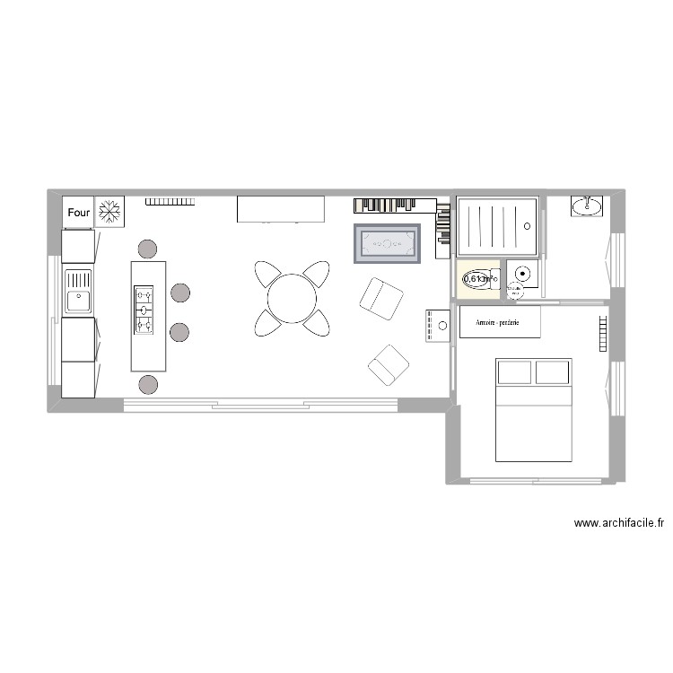 champage. Plan de 1 pièce et 1 m2
