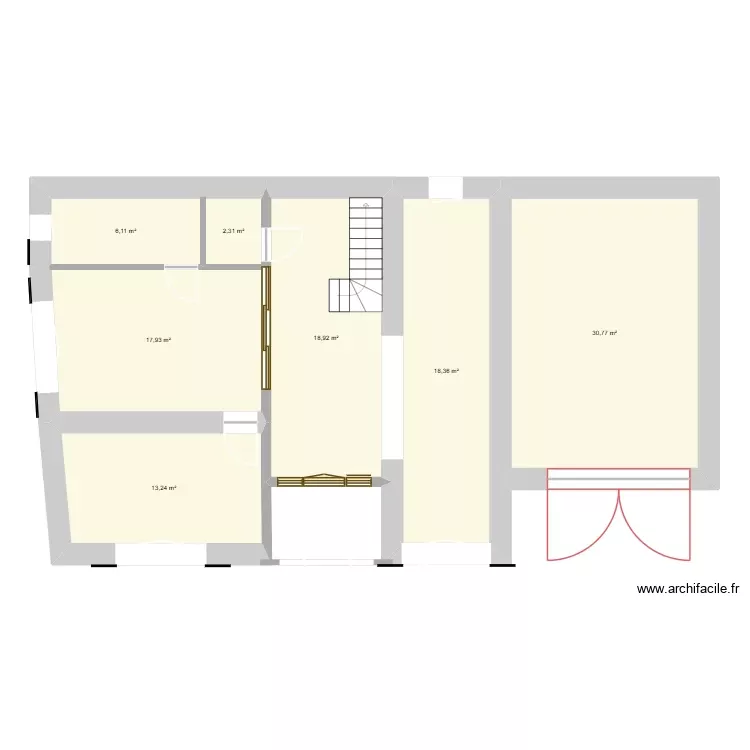 RDC PROJ. M. R.. Plan de 7 Pièces et 108 m²