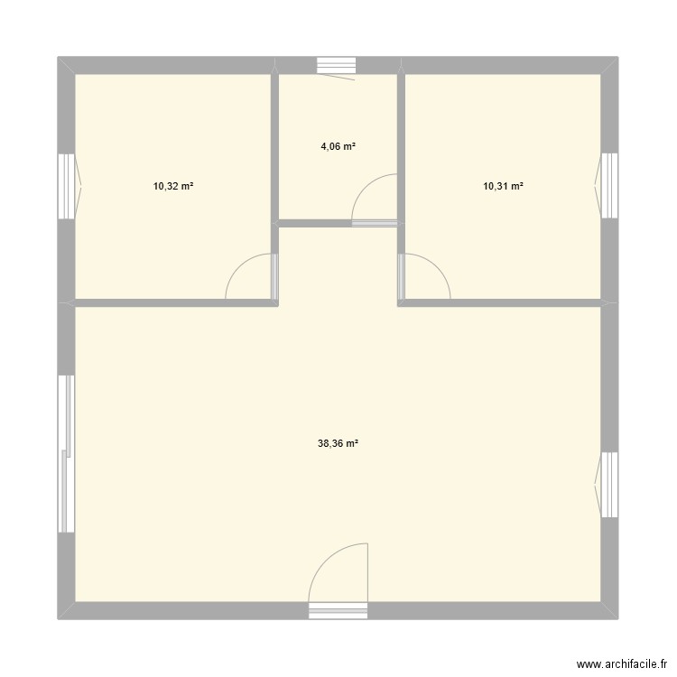 T3 70m2. Plan de 4 pièces et 63 m2