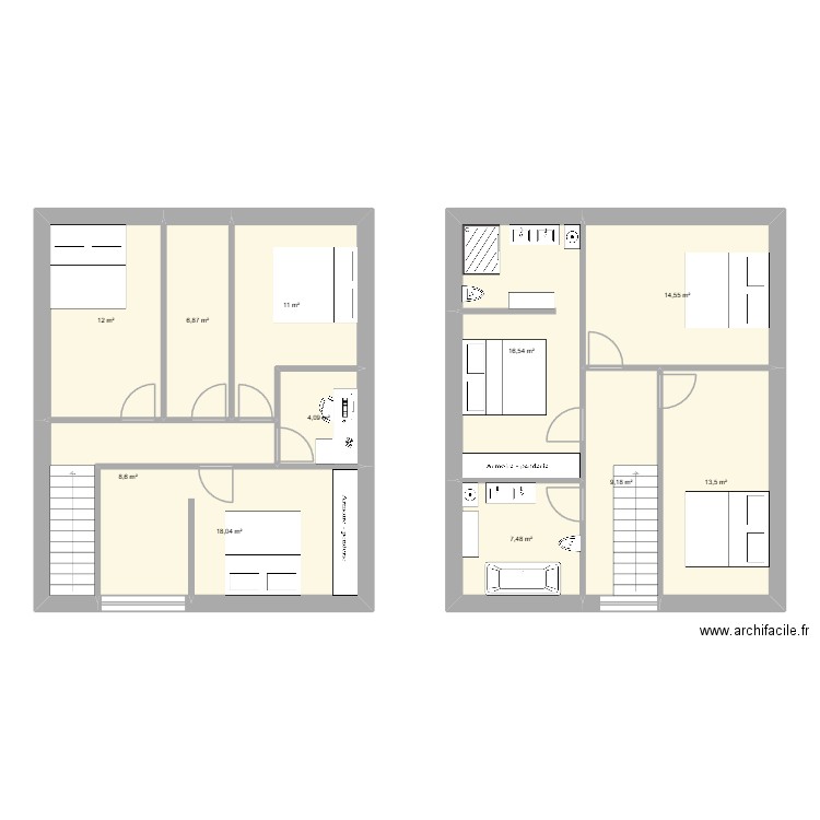 haut maison 8x9.5. Plan de 11 pièces et 122 m2