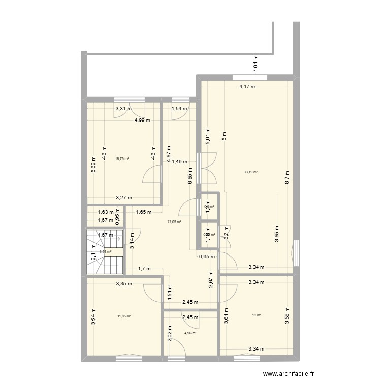 EXUPERY   1°E  EDL. Plan de 9 pièces et 106 m2