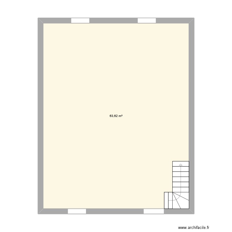 salon. Plan de 1 pièce et 64 m2