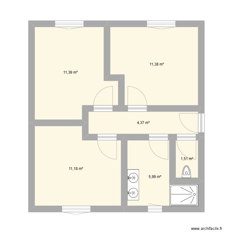 Extension de maison 3. Plan de 6 pièces et 46 m2
