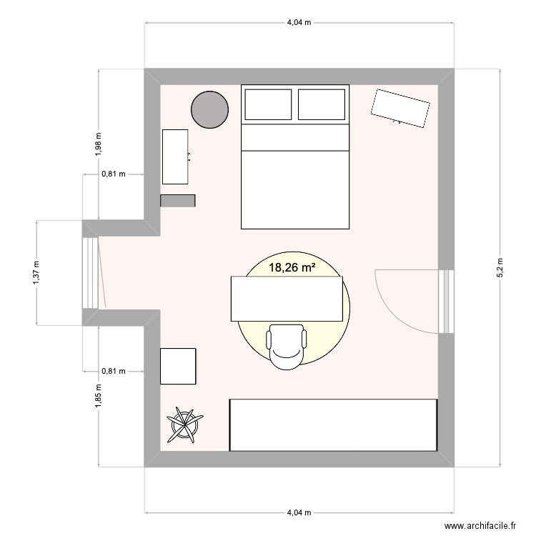 Méricourt. Plan de 1 pièce et 18 m2