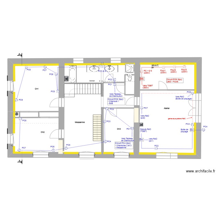 Etage_Elèctricité_Prise_V3. Plan de 1 pièce et 152 m2