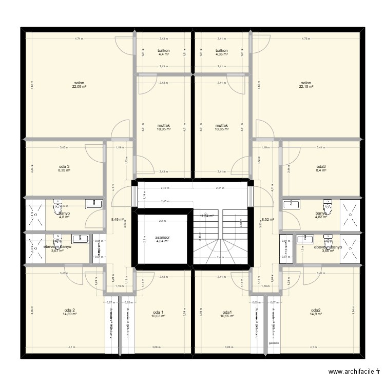 1255 ada 5 parsel ara kat B blok. Plan de 20 pièces et 193 m2
