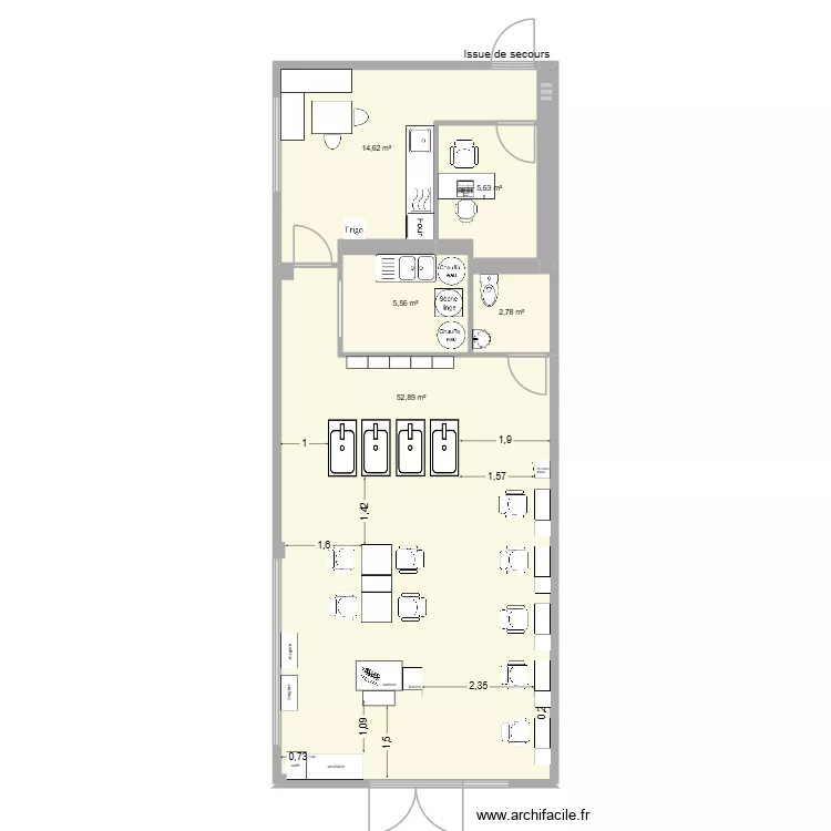 Fronton 4. Plan de 6  et 82 m²