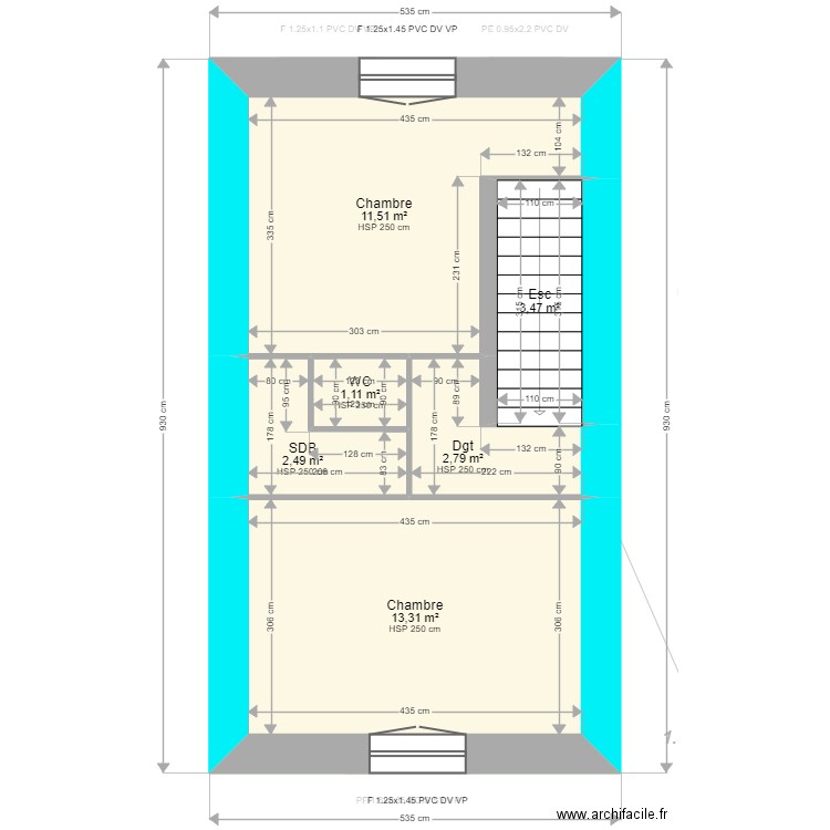 ML24006780 . Plan de 9 pièces et 70 m2